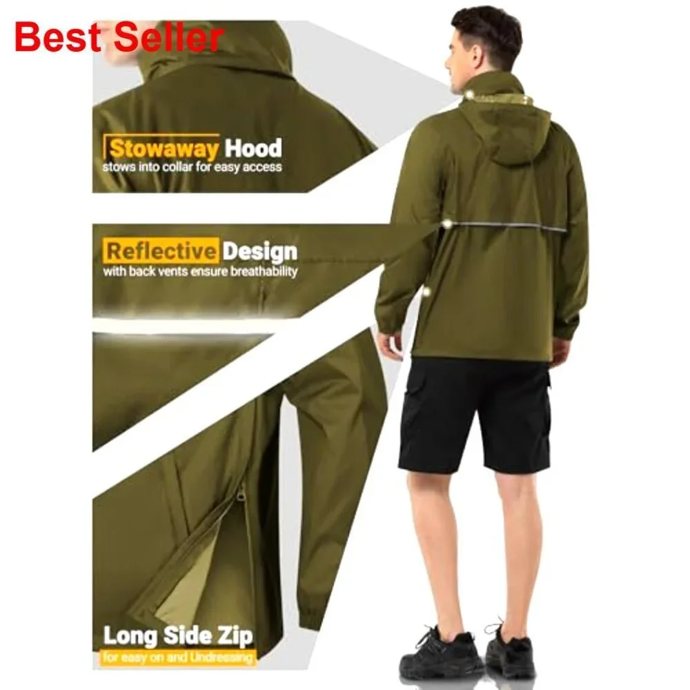 Waterproof Lightweight Packable Rain Pullover for Hiking Golf Running